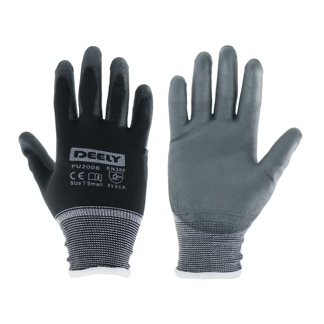 Gloves PU coated Nylon knitted Black OTBR 1